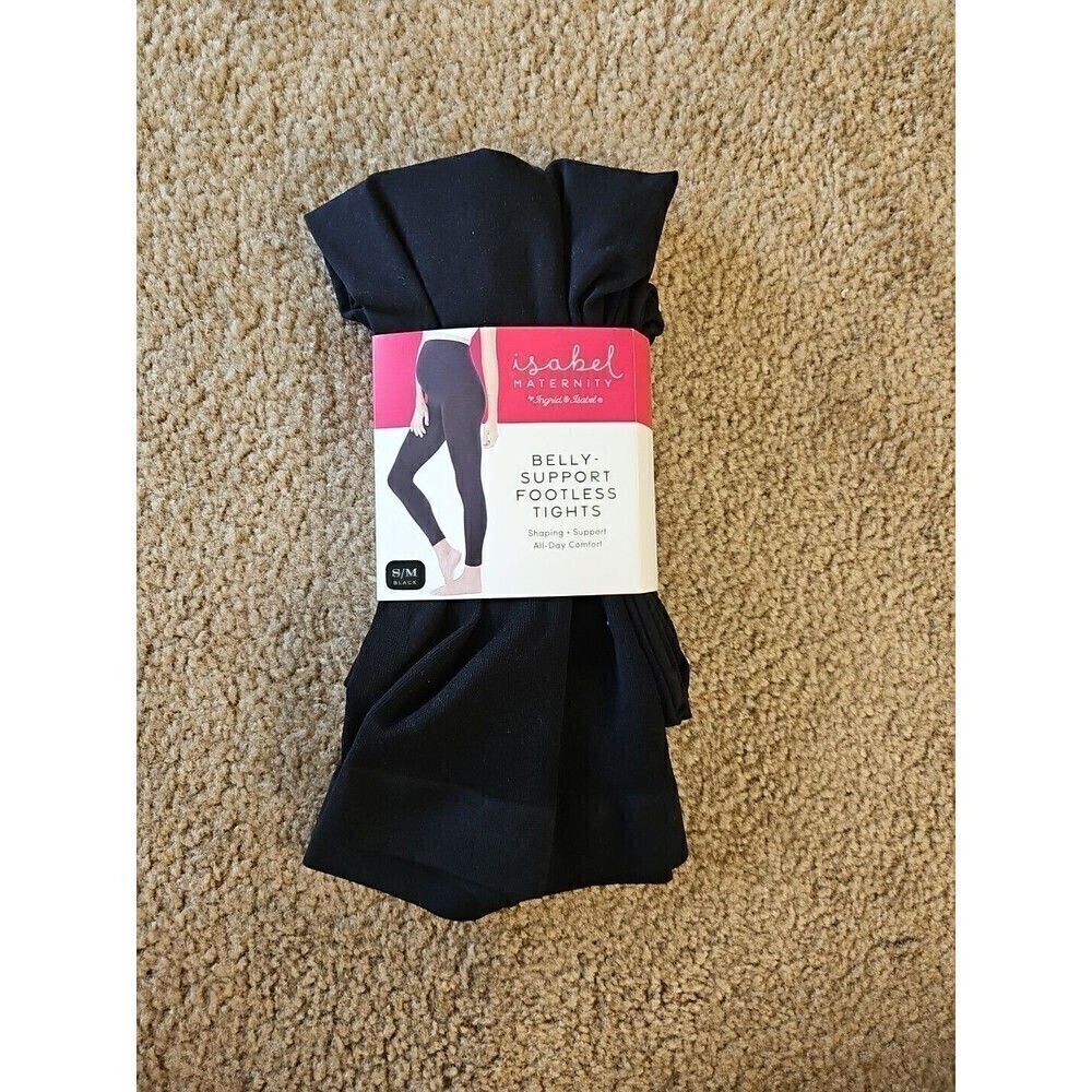 Isabel Maternity Black Belly Support Footless Tights - S/M